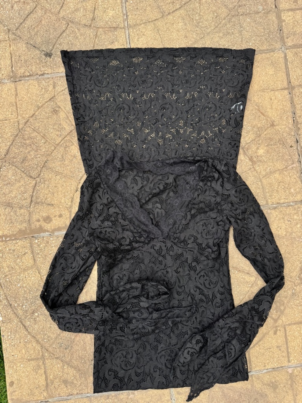 Black Lace Long Sleeve Top